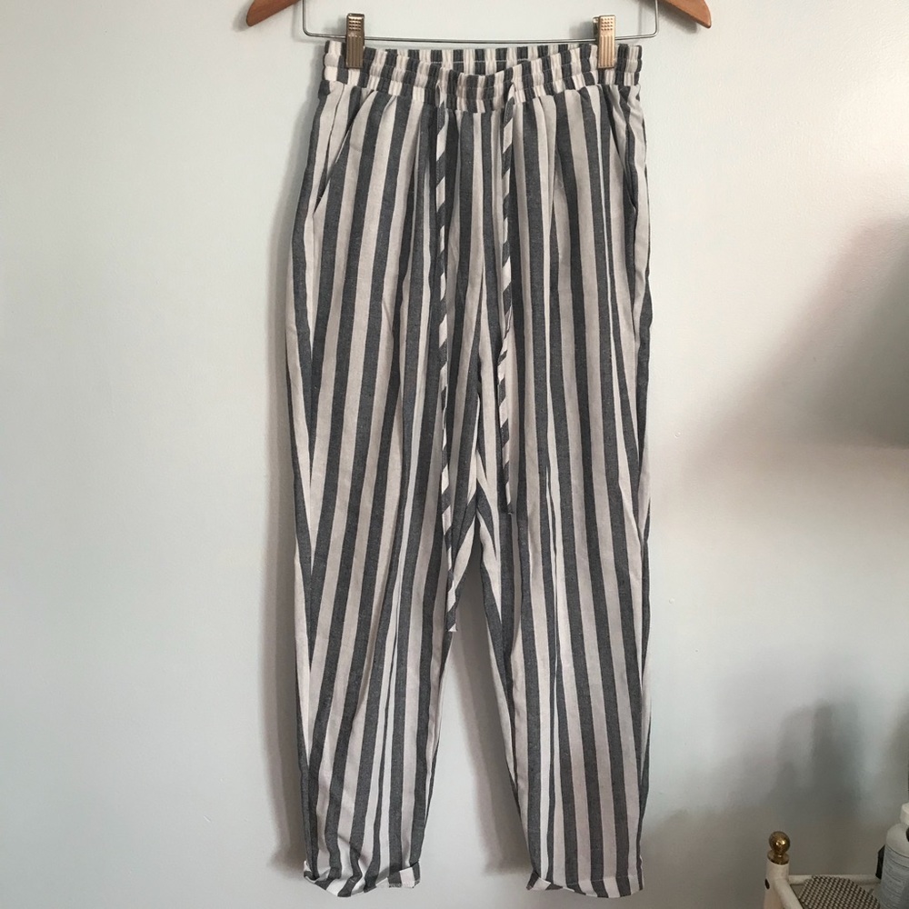 Grey and White Linen Pants